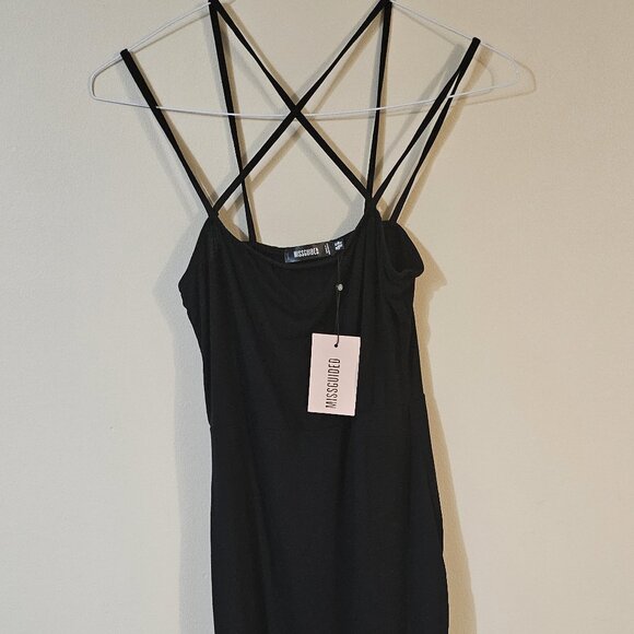 Missguided Asymmetrical Hem Double Strap Dress - Size 8 - Picture 4 of 11